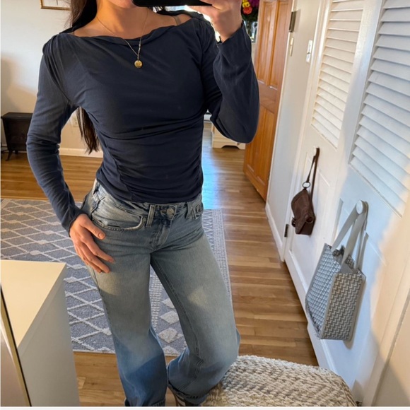 Free People Tops - Free People Navy Long Sleeve Top